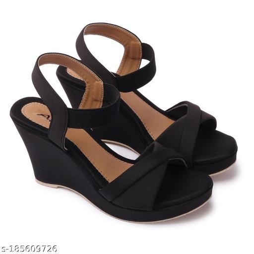 KHADIM Sharon Black Wedge Heel Sandal for Women (5161206)