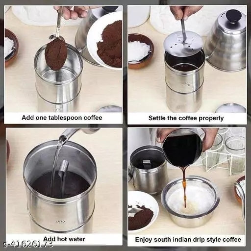 Stainless Steel South Indian Style Madras Drip Coffee Filter 7 Tall 1 Cup  #44777