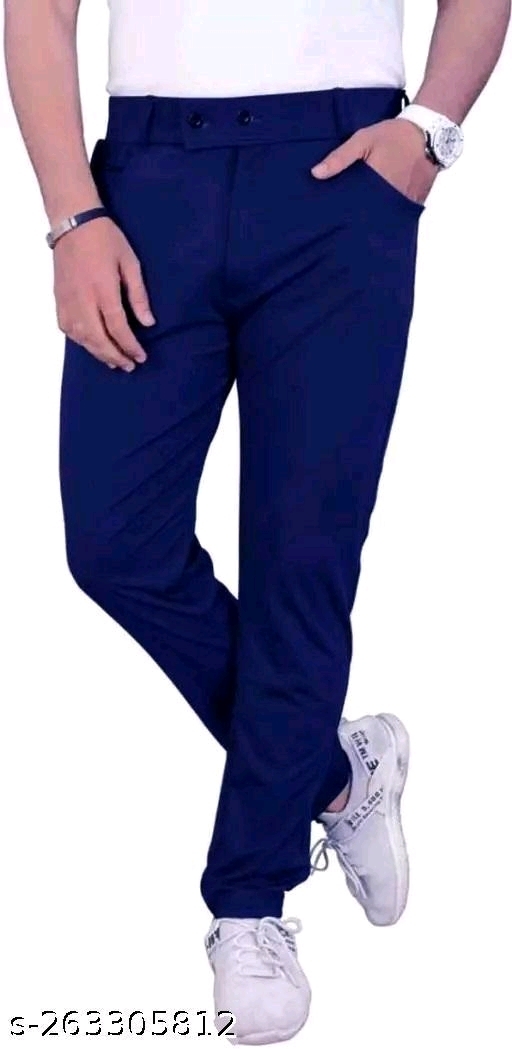 Mens Navy Blue Color Casual Track Pants for Sports Wear