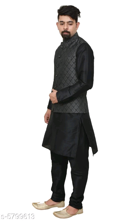 Men's Kurta Sets - S, Black 1