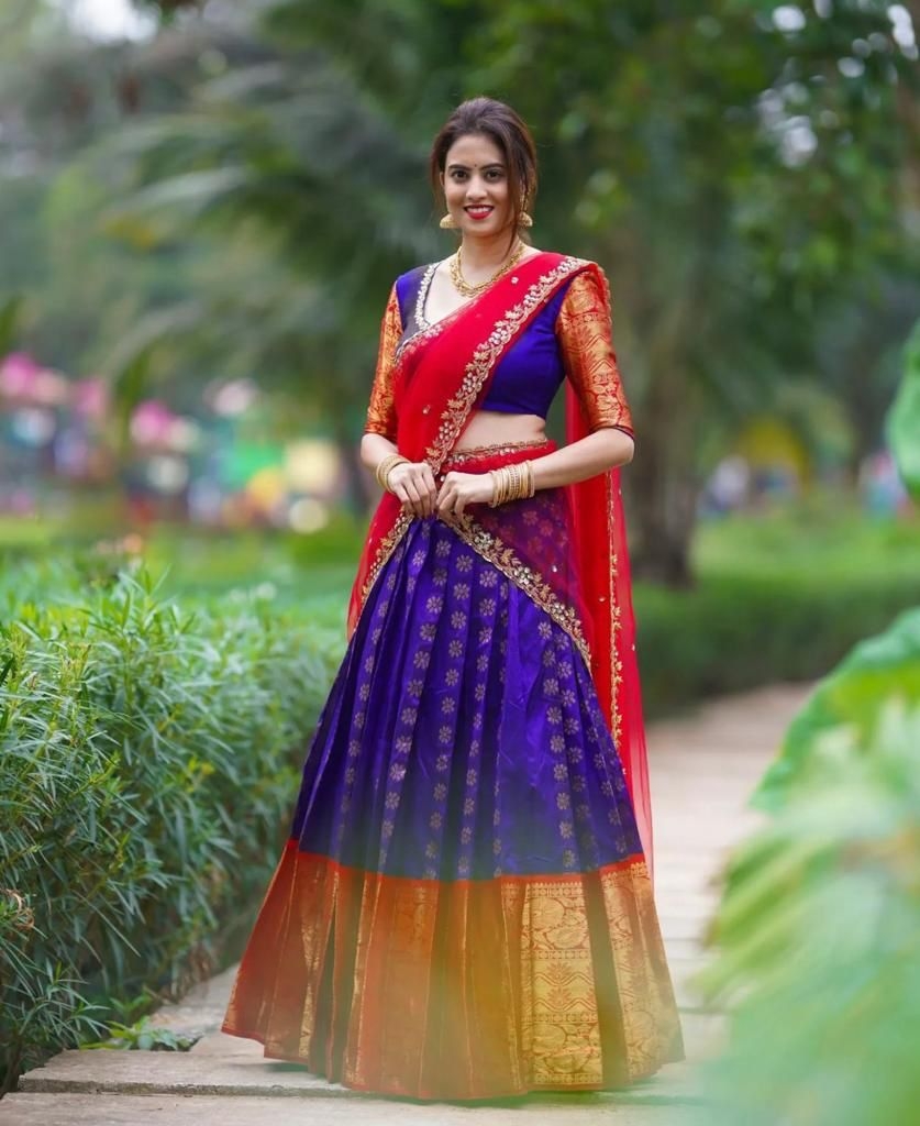 25 + half saree style thought with lehenga in 2021