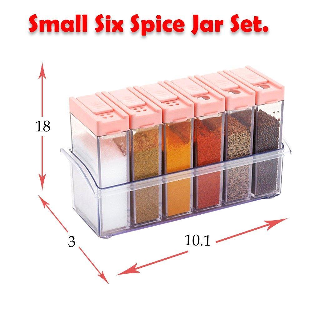 0122 Plastic Spice Jars (6 pcs, 14x22x8cm, Multicolour) - India, 0.31 kgs