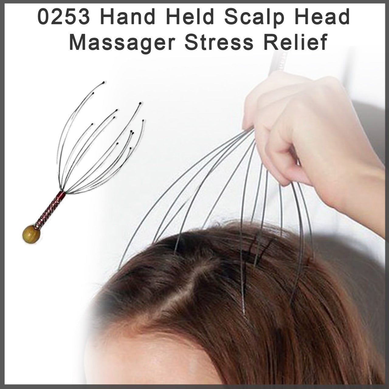0253 Hand Held Scalp Head Massager Stress Relief - China, 0.275 kgs