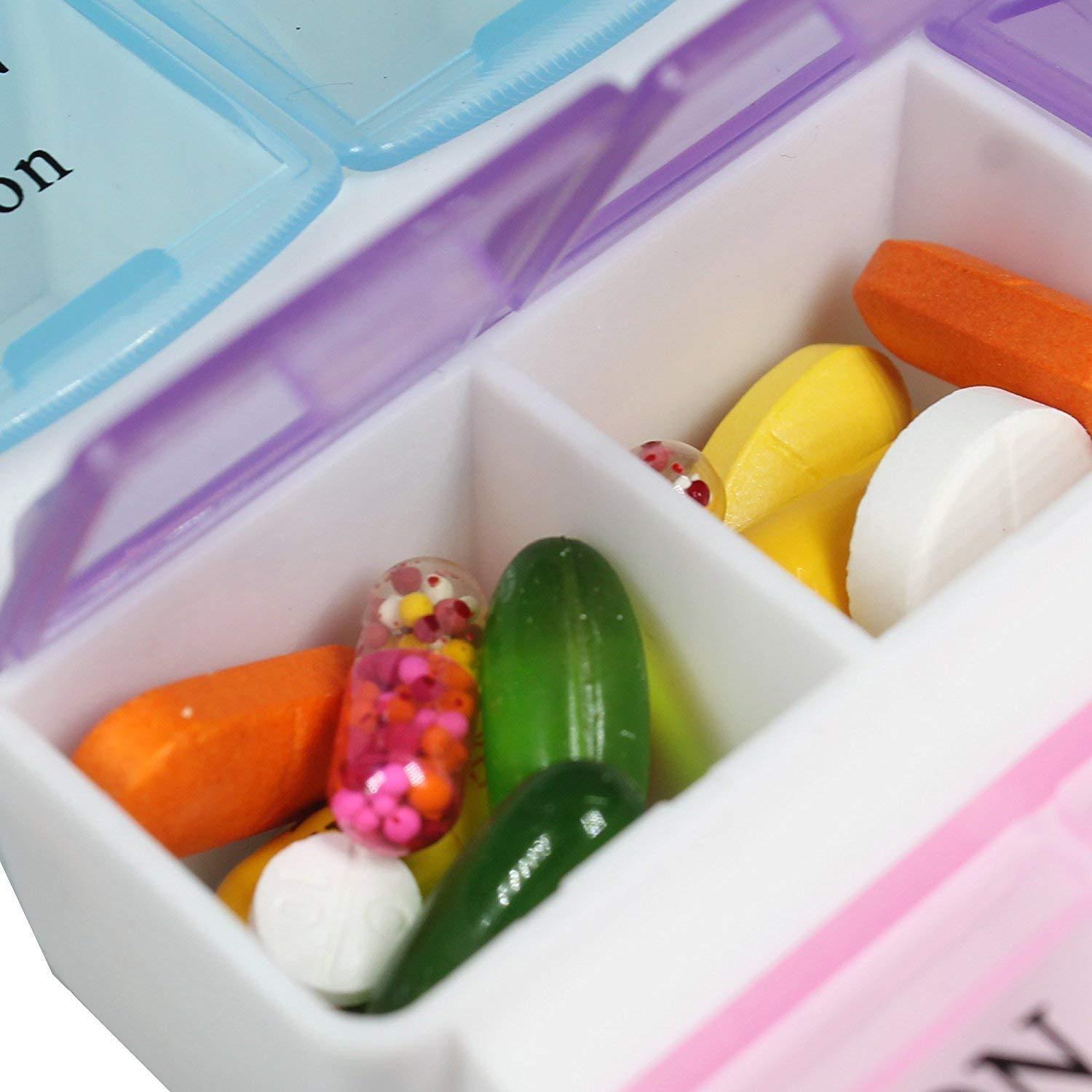 0383 Pill Case- 4 Row 28 Squares Weekly 7 Days Tablet Box Holder Medicine Storage Organizer Container - China, 0.103 kgs