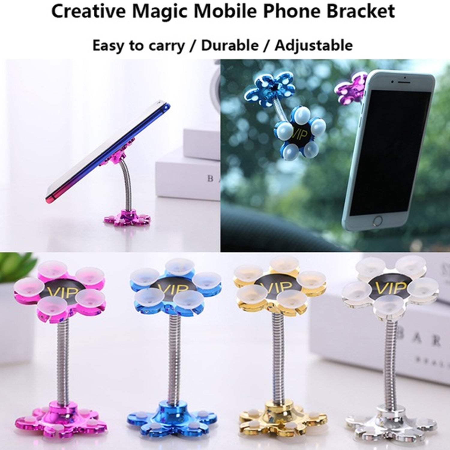 0637A Phone Holder, 360°Rotatable Phone Stand Multi-Function Double-Sided Suction Cup Mobile Phone Holder - China, 0.082 kgs