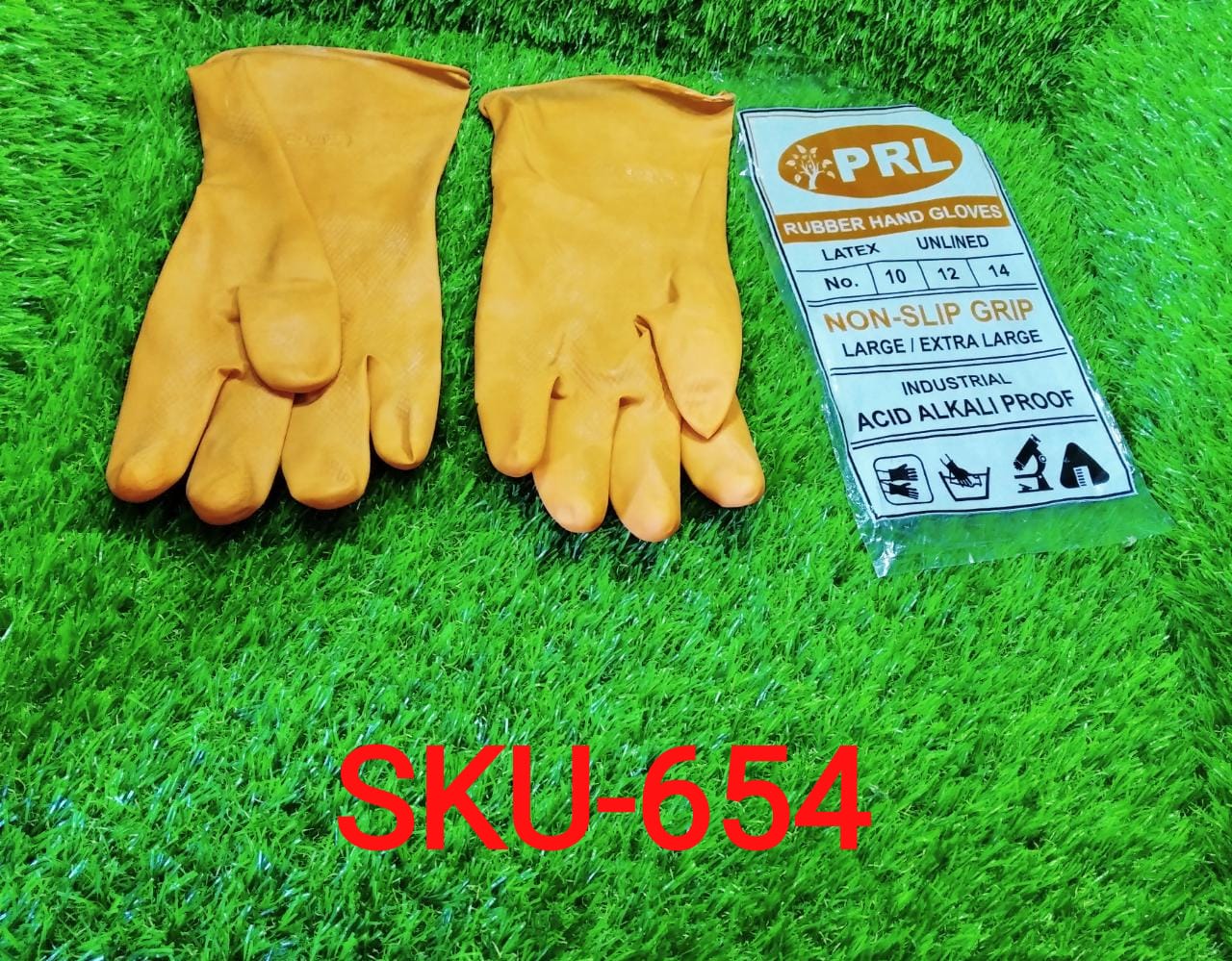 0654 - Cut Glove Reusable Rubber Hand Gloves (Orange) - 1 pc - China, 0.06 kgs