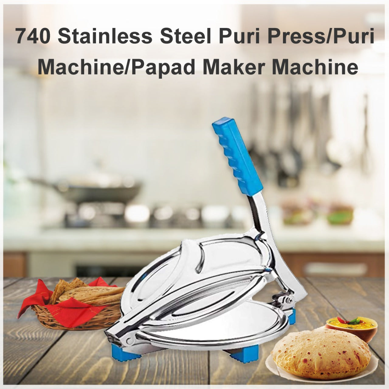 0740 Stainless Steel Puri Press/Puri Machine/Papad Maker Machine - India, 0.838 kgs