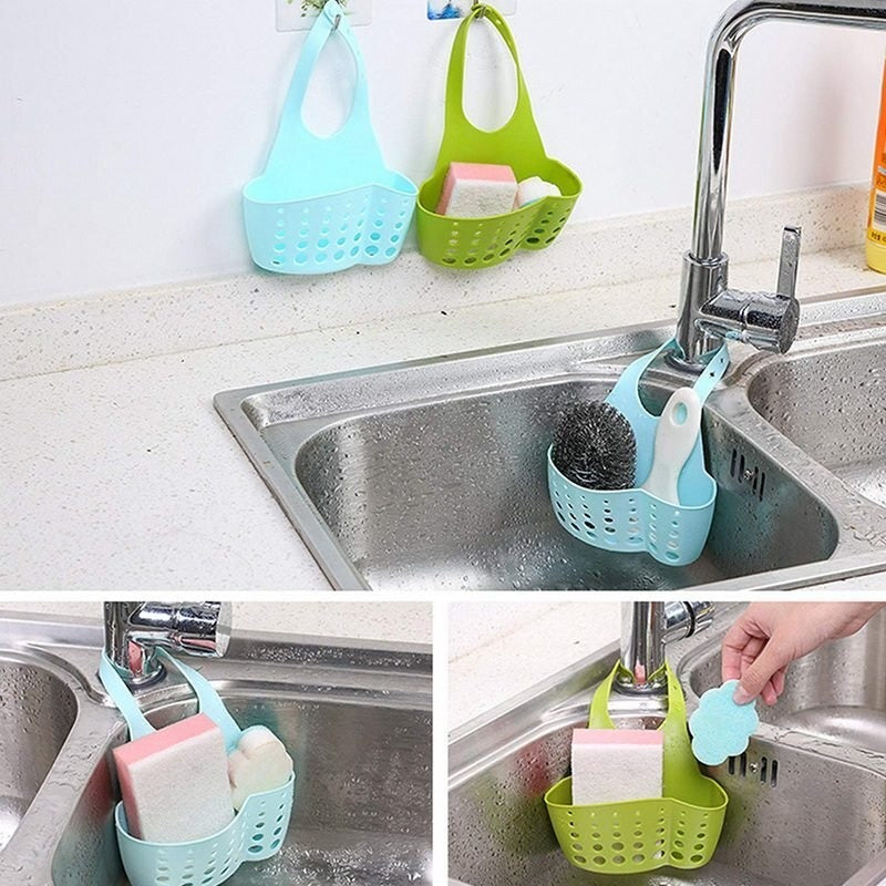 0762 Adjustable Kitchen Bathroom Water Drainage Plastic Basket/Bag with Faucet Sink Caddy - China, 0.105 kgs