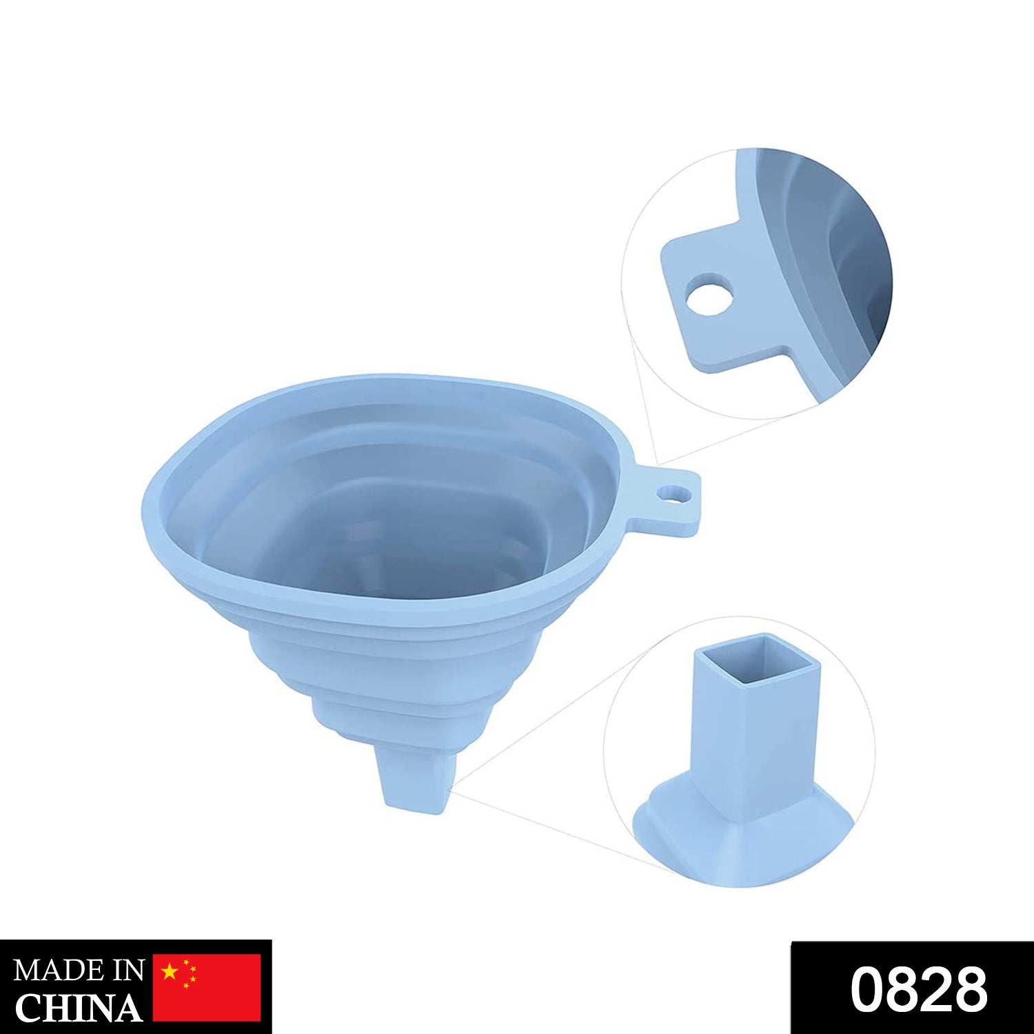 0828 Flexible Silicone Foldable Kitchen Funnel for Liquid/Powder Transfer Hopper Food (Small) - China, 0.022 kgs