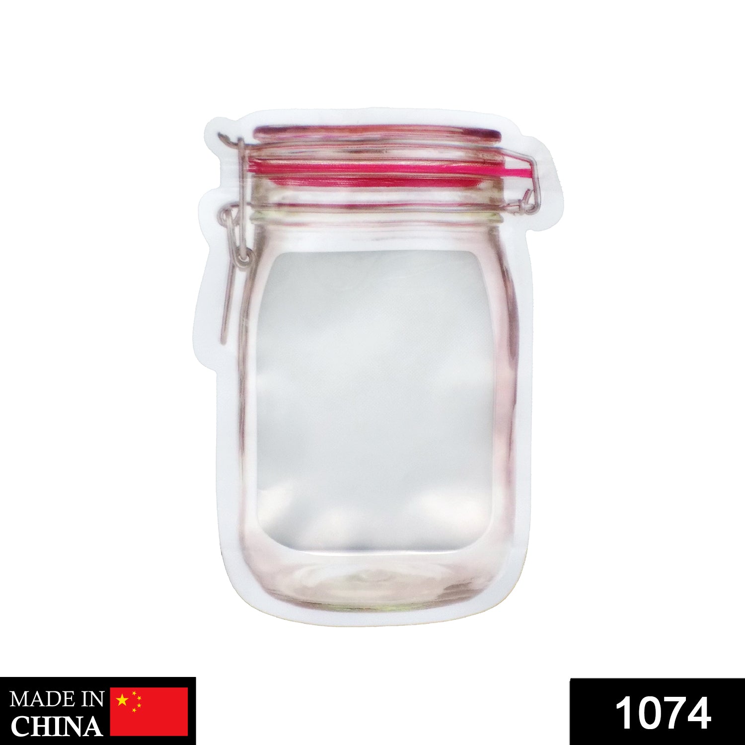 1074 Reusable Airtight Seal Plastic Food Storage Mason Jar Zipper (500ml) - China, 0.106 kgs