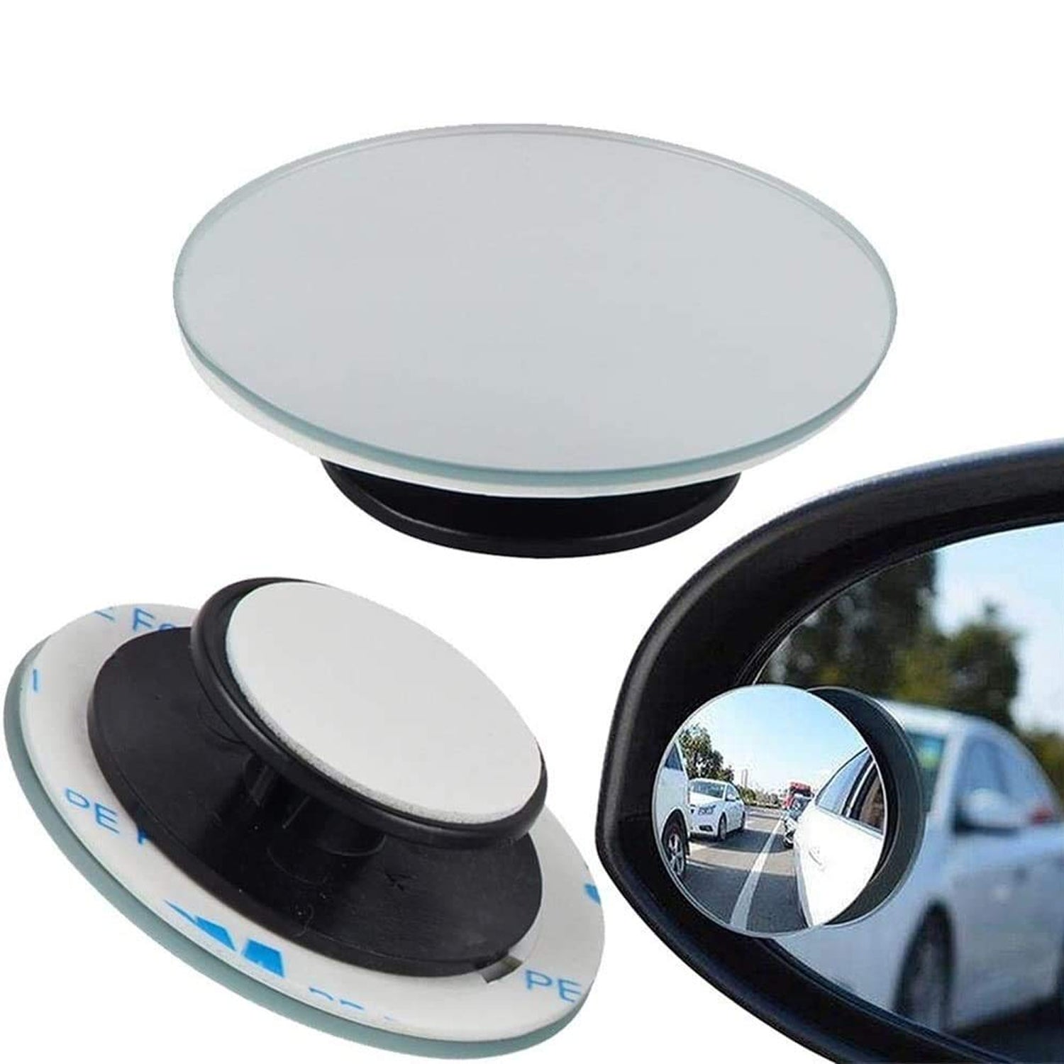 1512 Blind Spot Round Wide Angle Adjustable Convex Rear View Mirror - Pack of 2 - China, 0.033 kgs