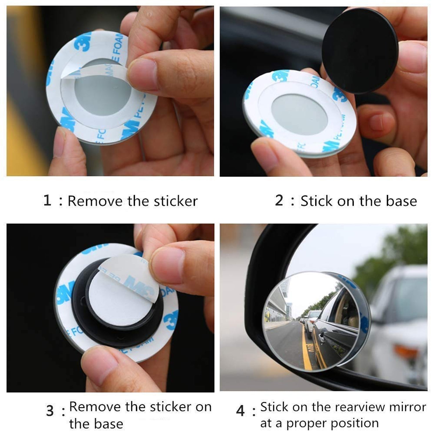 1512 Blind Spot Round Wide Angle Adjustable Convex Rear View Mirror - Pack of 2 - China, 0.033 kgs