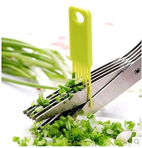 1563 Multifunction Vegetable Stainless Steel Herbs Scissor with 5 Blades - India, 0.17 kgs