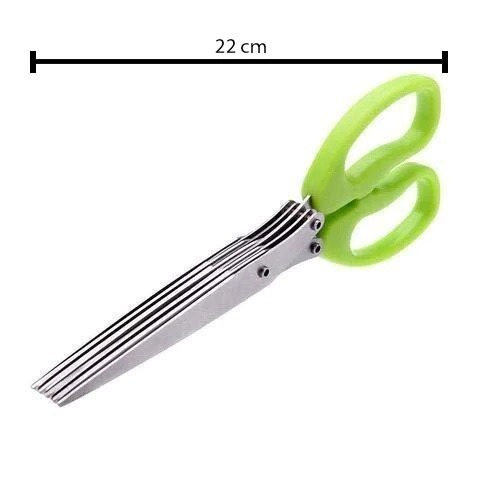 1563 Multifunction Vegetable Stainless Steel Herbs Scissor with 5 Blades - India, 0.17 kgs