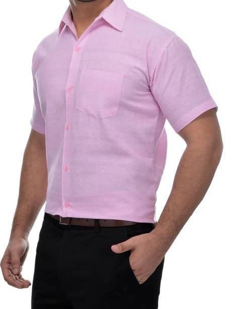 HALF-P44-SHIRT-PINK Khadi Cotton Half Sleeve Shirt - India, XXL / 44, 0.25 kgs