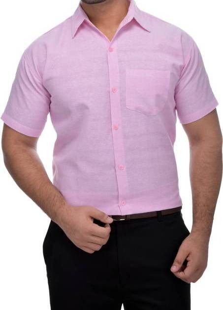 HALF-P40-SHIRT-PINK Khadi Cotton Half Sleeve Shirt - India, L / 40, 0.25 kgs