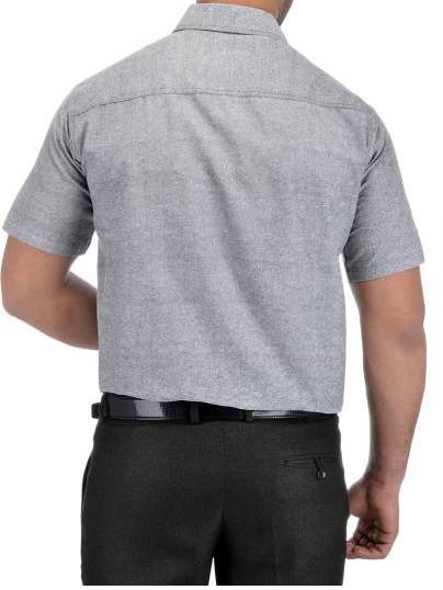 HALF-P40-SHIRT-GREY Khadi Cotton Half Sleeve Shirt - India, L / 40, 0.25 kgs