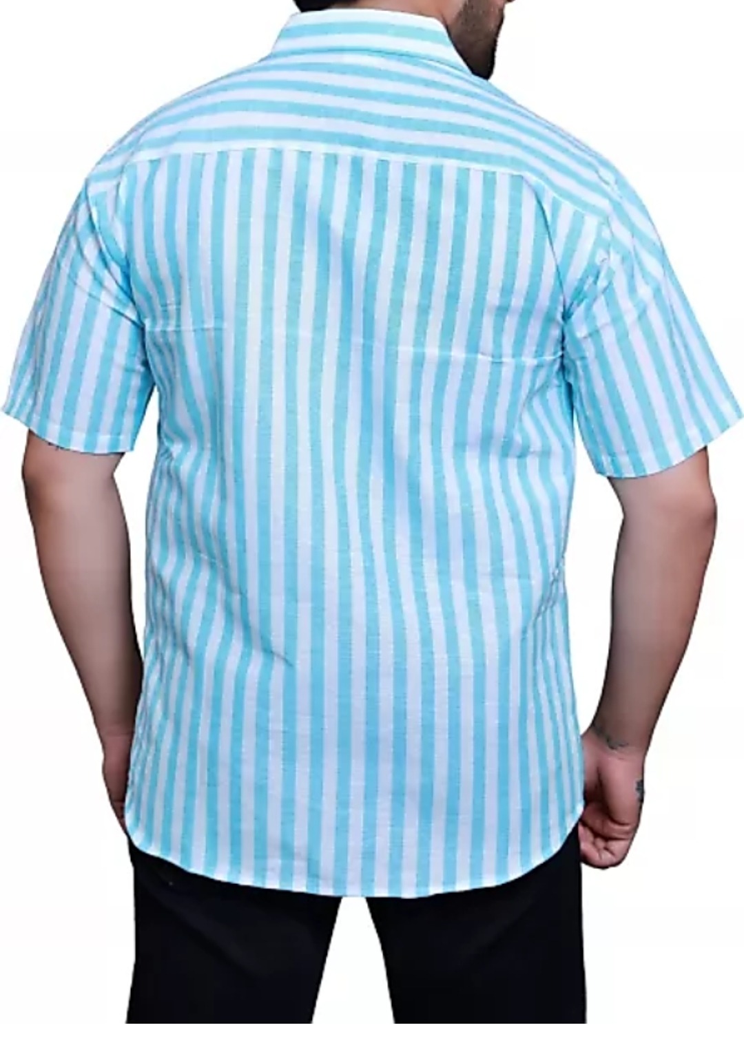 HALF-L40-SHIRT-BLUE Khadi Cotton Half Sleeve Shirt - L / 40, 0.25 kgs, India