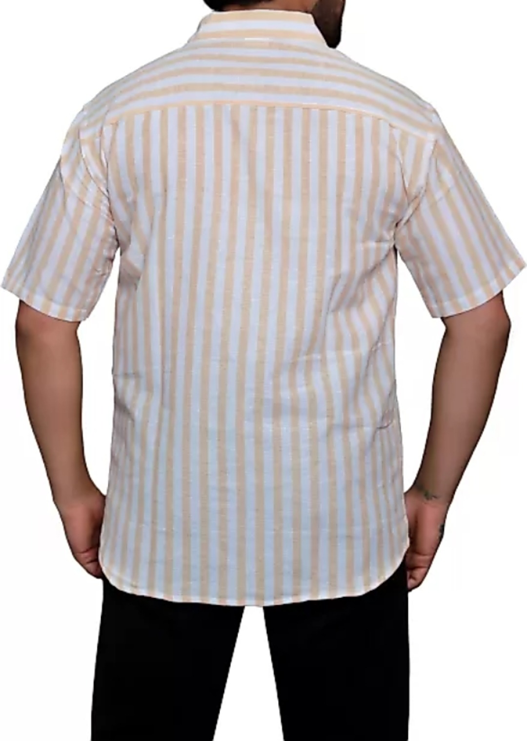 HALF-L42-SHIRT-ORANGE Khadi Cotton Half Sleeve Shirt - India, XL / 42, 0.25 kgs