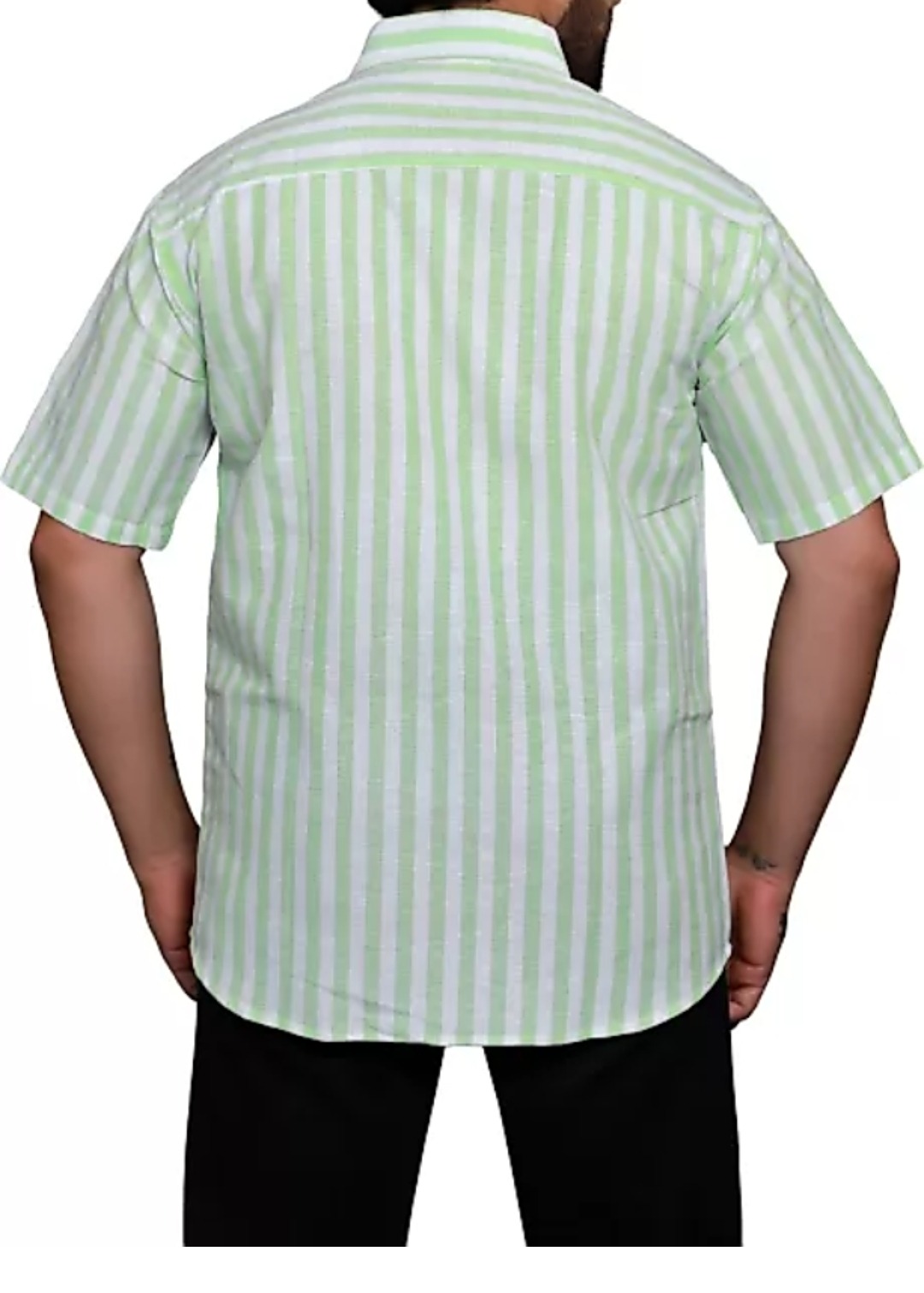 HALF-L44-SHIRT-GREEN Khadi Cotton Half Sleeve Shirt - India, XXL / 44, 0.25 kgs