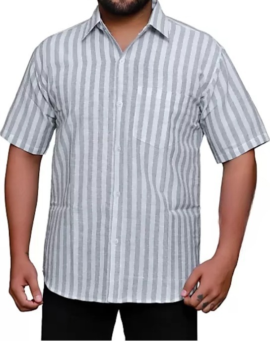 HALF-L40-SHIRT-GREY Khadi Cotton Half Sleeve Shirt - India, L / 40, 0.25 kgs