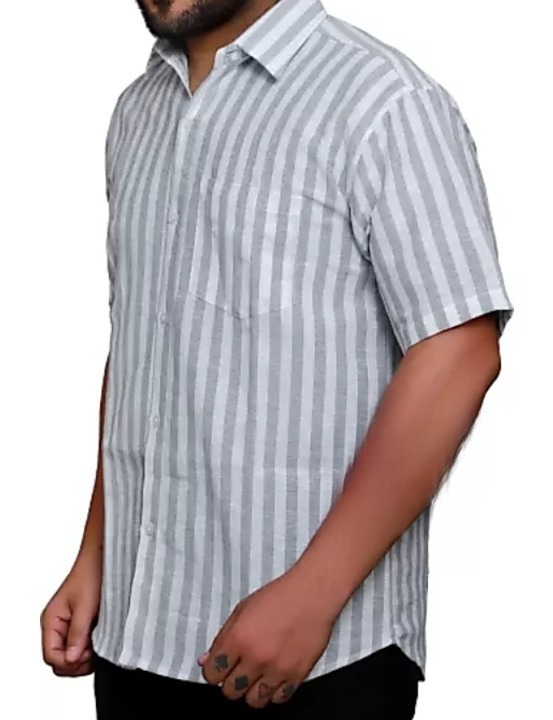 HALF-L40-SHIRT-GREY Khadi Cotton Half Sleeve Shirt - India, L / 40, 0.25 kgs