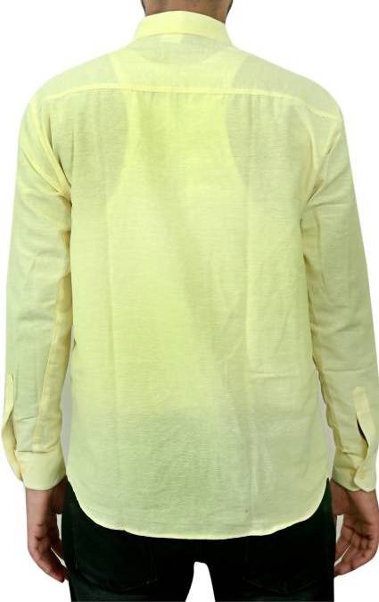 FULL-P44-SHIRT-YELLOW Khadi Cotton Full Sleeve Shirt - India, XXL / 44, 0.25 kgs