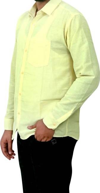 FULL-P40-SHIRT-YELLOW Khadi Cotton Full Sleeve Shirt - India, L / 40, 0.25 kgs