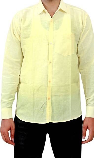 FULL-P38-SHIRT-YELLOW Khadi Cotton Full Sleeve Shirt - M / 38, 0.25 kgs, India