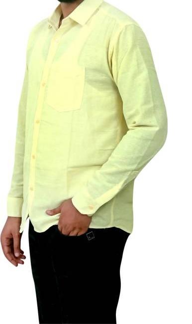 FULL-P38-SHIRT-YELLOW Khadi Cotton Full Sleeve Shirt - M / 38, 0.25 kgs, India