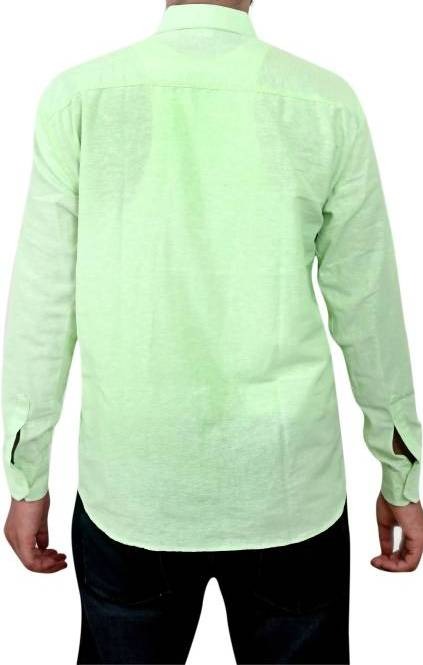 FULL-P44-SHIRT-GREEN Khadi Cotton Full Sleeve Shirt - India, XXL / 44, 0.25 kgs