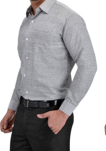 FULL-P40-SHIRT-GREY Khadi Cotton Full Sleeve Shirt - India, L / 40, 0.25 kgs