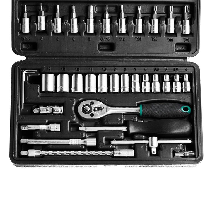 0452 -46pcsMetal 1/4" Socket Set (Black, 46pcs) - China, 1.223 kgs