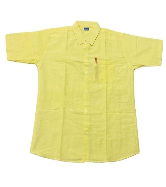 HALF-P42-SHIRT-YELLOW Khadi Cotton Half Sleeve Shirt - India, XL / 42, 0.25 kgs