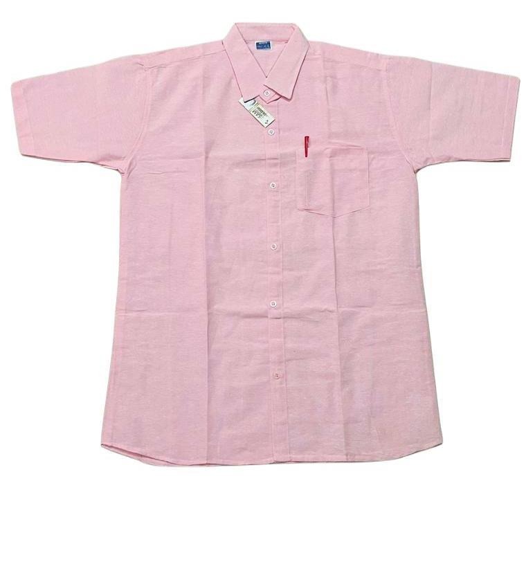 HALF-P44-SHIRT-PINK Khadi Cotton Half Sleeve Shirt - India, XXL / 44, 0.25 kgs