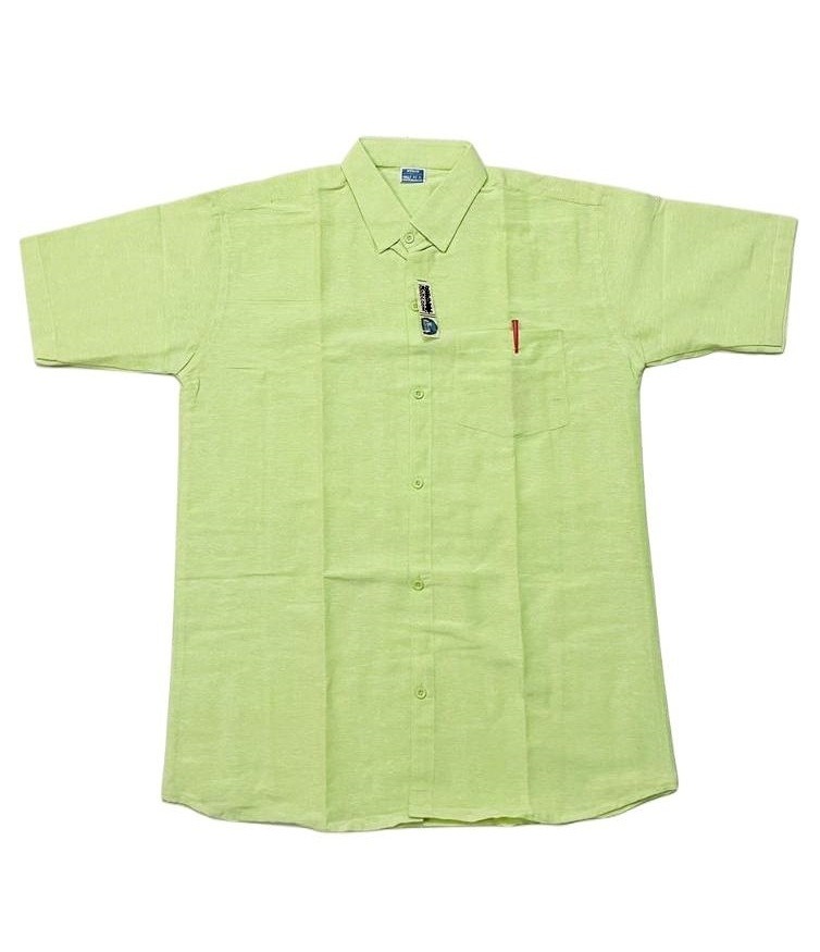 HALF-P42-SHIRT-GREEN Khadi Cotton Half Sleeve Shirt - India, XL / 42, 0.25 kgs