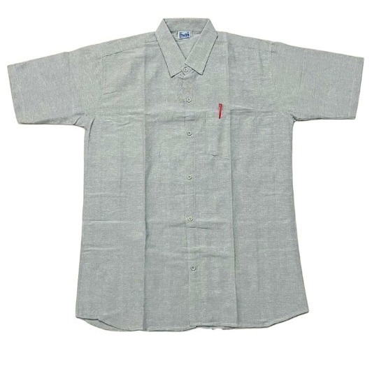 HALF-P42-SHIRT-GREY Khadi Cotton Half Sleeve Shirt - India, XL / 42, 0.25 kgs