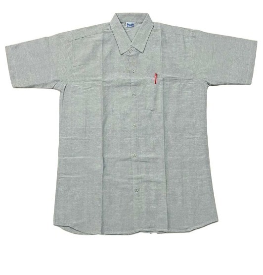 HALF-P40-SHIRT-GREY Khadi Cotton Half Sleeve Shirt - India, L / 40, 0.25 kgs