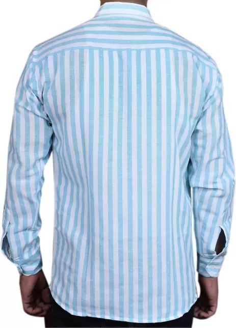 FULL-L44-SHIRT-BLUE Khadi Cotton Full Sleeve Shirt - XXL / 44, 0.25 kgs, India