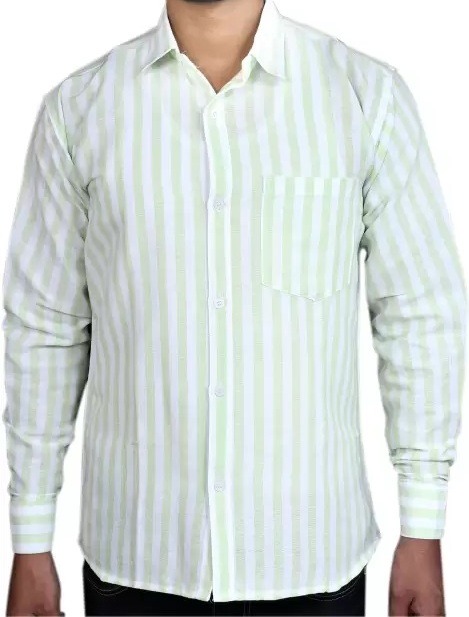 FULL-L42-SHIRT-GREEN Khadi Cotton Full Sleeve Shirt - XL / 42, 0.25 kgs, India