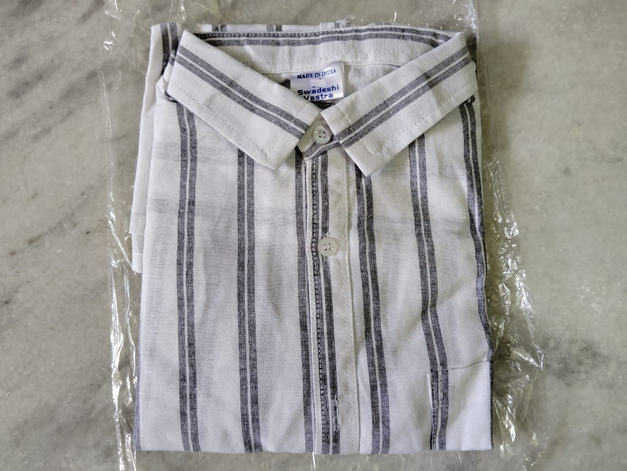 HALF-DL38-SHIRT-GREY Khadi Cotton Half Sleeve Shirt - India, M / 38, 0.25 kgs