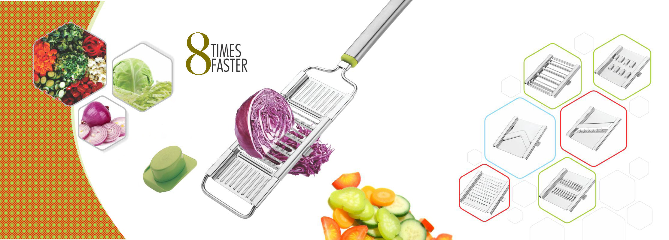 2142 6 in 1 Stainless Steel Kitchen Chips Chopper Cutter Slicer and Grater with Handle - India, 0.56 kgs