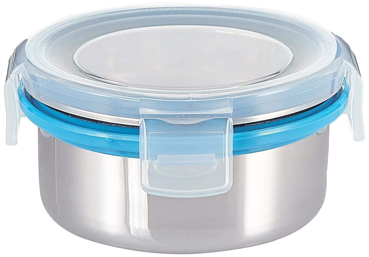 2201 Compact Stainless Steel Airtight Lunch Box Set - 4 pcs (3 Leakproof Containers and 1 Bottle) - India, 1.326 kgs
