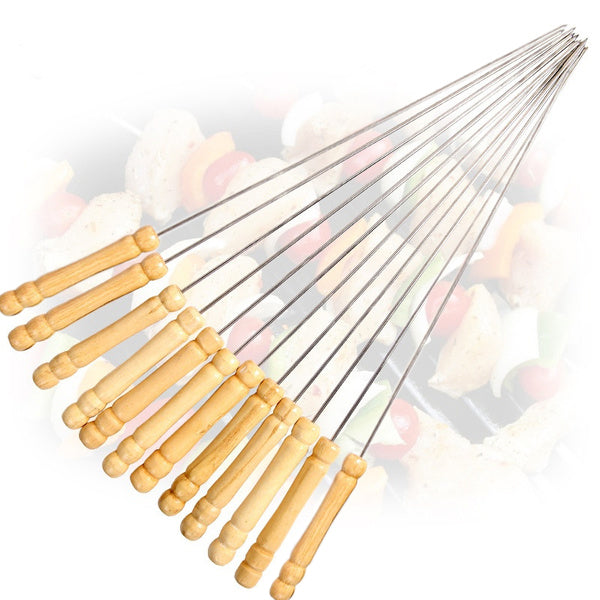 2228 Barbecue Skewers for BBQ Tandoor and Gril with Wooden Handle - Pack of 12 - China, 0.34 kgs