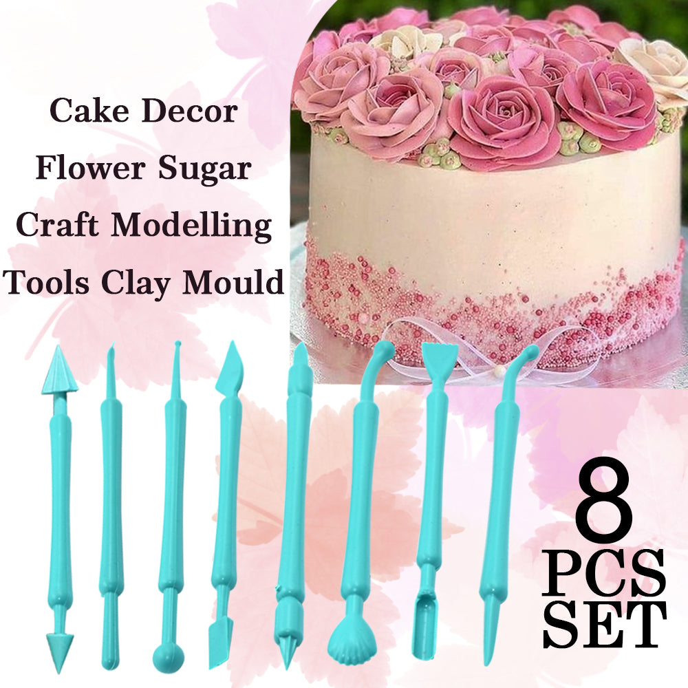 2473 Fondant Cake Decor Flower Sugar Craft Modelling Tools Clay Mould (8PC-Set) - India, 0.058 kgs