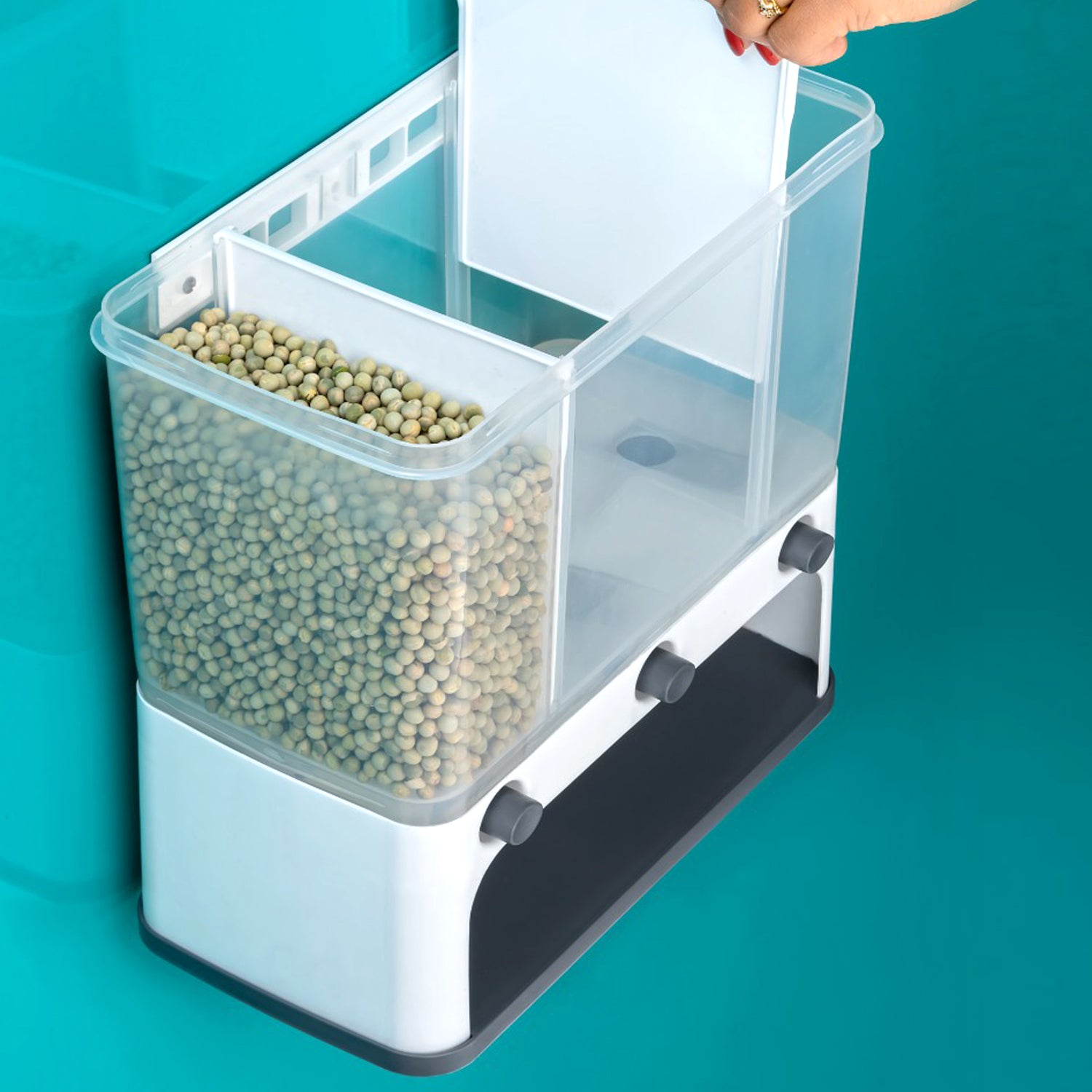 2550 Easy Flow Cereal Dispenser for Kitchen 3 in 1 Push Button Wall Mount Container - India, 3.172 kgs