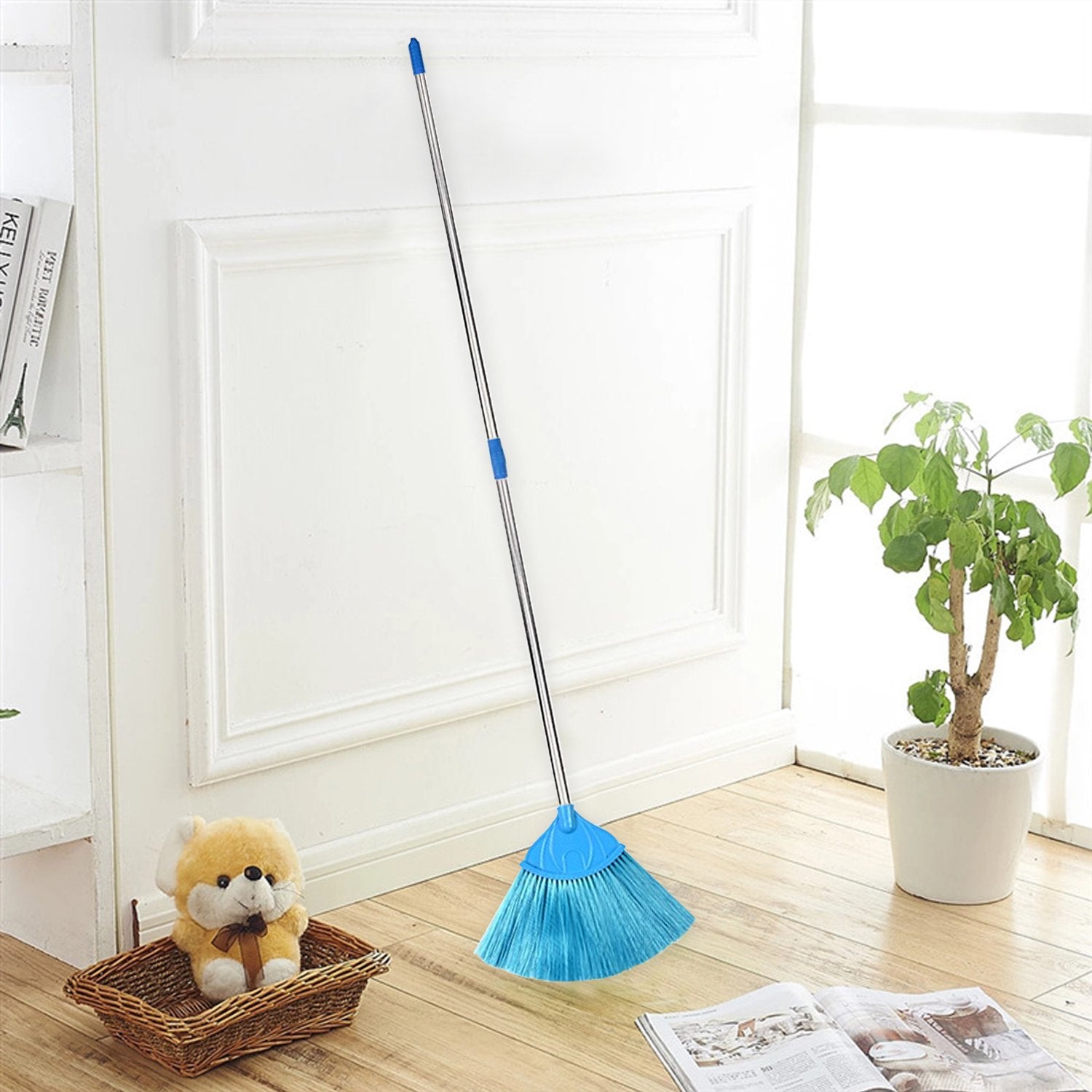 4699 Broom with Long Stainless Steel Rod and Extendable Cobweb Cleaner Stick - India, 2.11 kgs