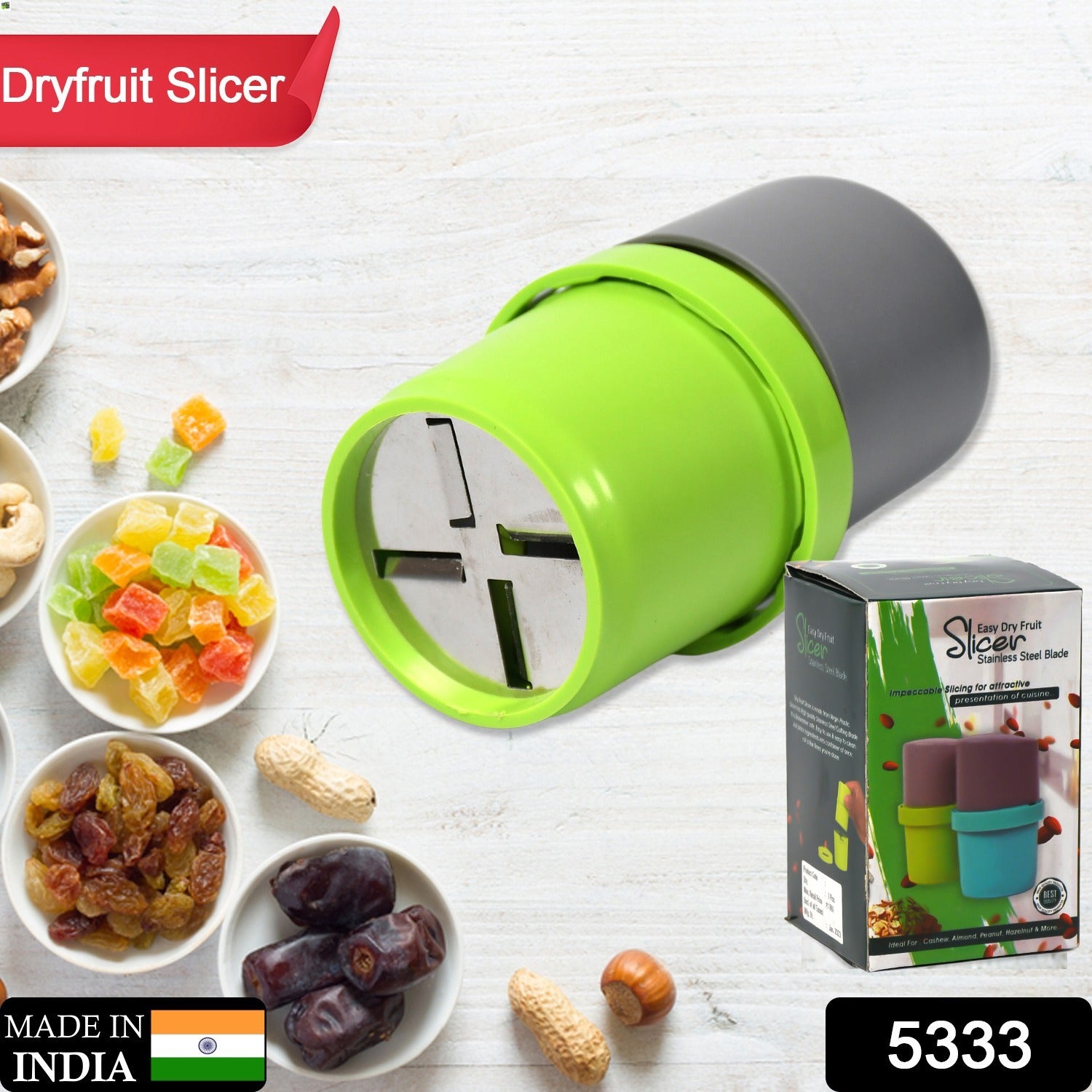 5333 PLASTIC DRY FRUIT AND PAPER MILL GRINDER SLICER, CHOCOLATE CUTTER AND BUTTER SLICER WITH 3 IN 1 BLADE, STANDARD, MULTICOLOR - 0.122 kgs, INDIA