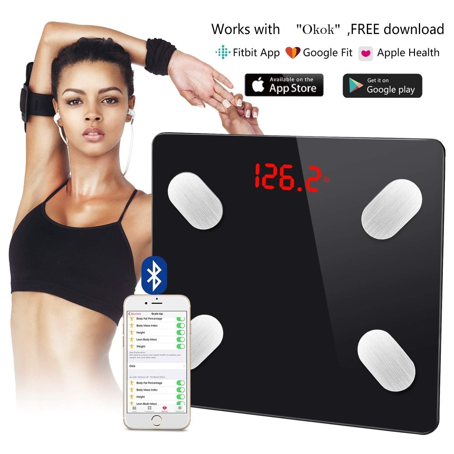 6327 Bluetooth Bathroom Scale, Bluetooth Body Fat Scale Digital Smart Body Weight Scale iOS and Android App to Manage Body Weight, Body Fat, Water, Muscle Mass, BMI, BMR, Bone Mass and Visceral Fat with BMI Scale - China, 0.945 kgs