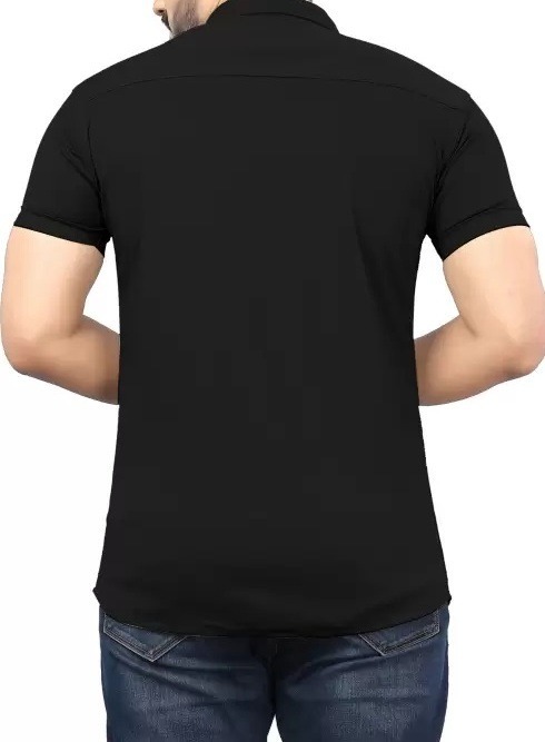 HALF-P42-SHIRT-BLACK Khadi Cotton Half Sleeve Shirt - XL / 42, 0.25 kgs, India